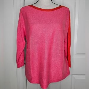 Eileen Fisher Pink Sweater Top with Orange Trim